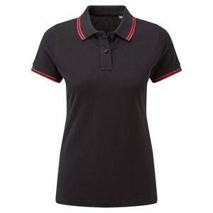 Asquith & Fox Womens/Ladies Classic Fit Tipped Polo / Black/Red